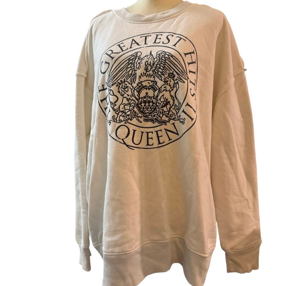 Queen “Greatest Hits II” Graphic Sweatshirt Size 3X Oversized Cream Pullover